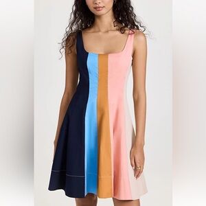 Staud Wells poplin Striped Sleeveless Dress